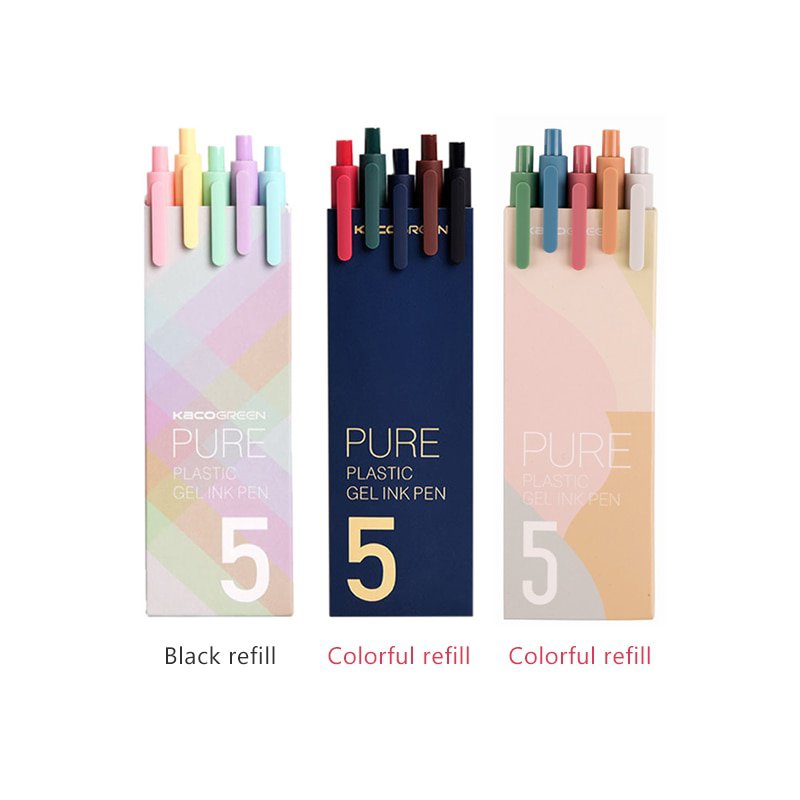 5pcs/pack Xiaomi KACO Sign Pen Gel Pen 0.5mm Refill Smooth Ink Writing Durable Signing Pen 5 Colors