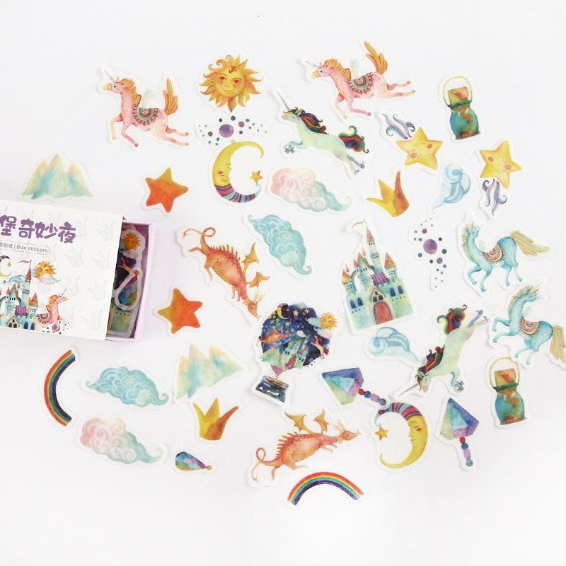 Mr.paper 40Pcs/box 24 Designs Hot Kawaii Scrapbooking Deco Stickers Flake Vintage Fairy Tale Kid Sti