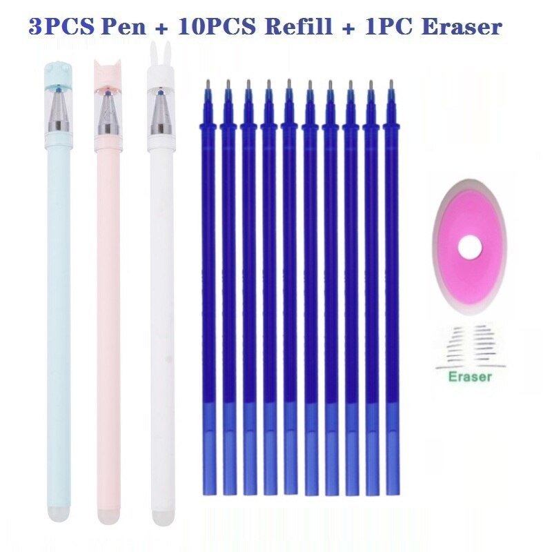 Erasable Pen Set Washable Handle Black Blue Ink Writing Gel Pen
