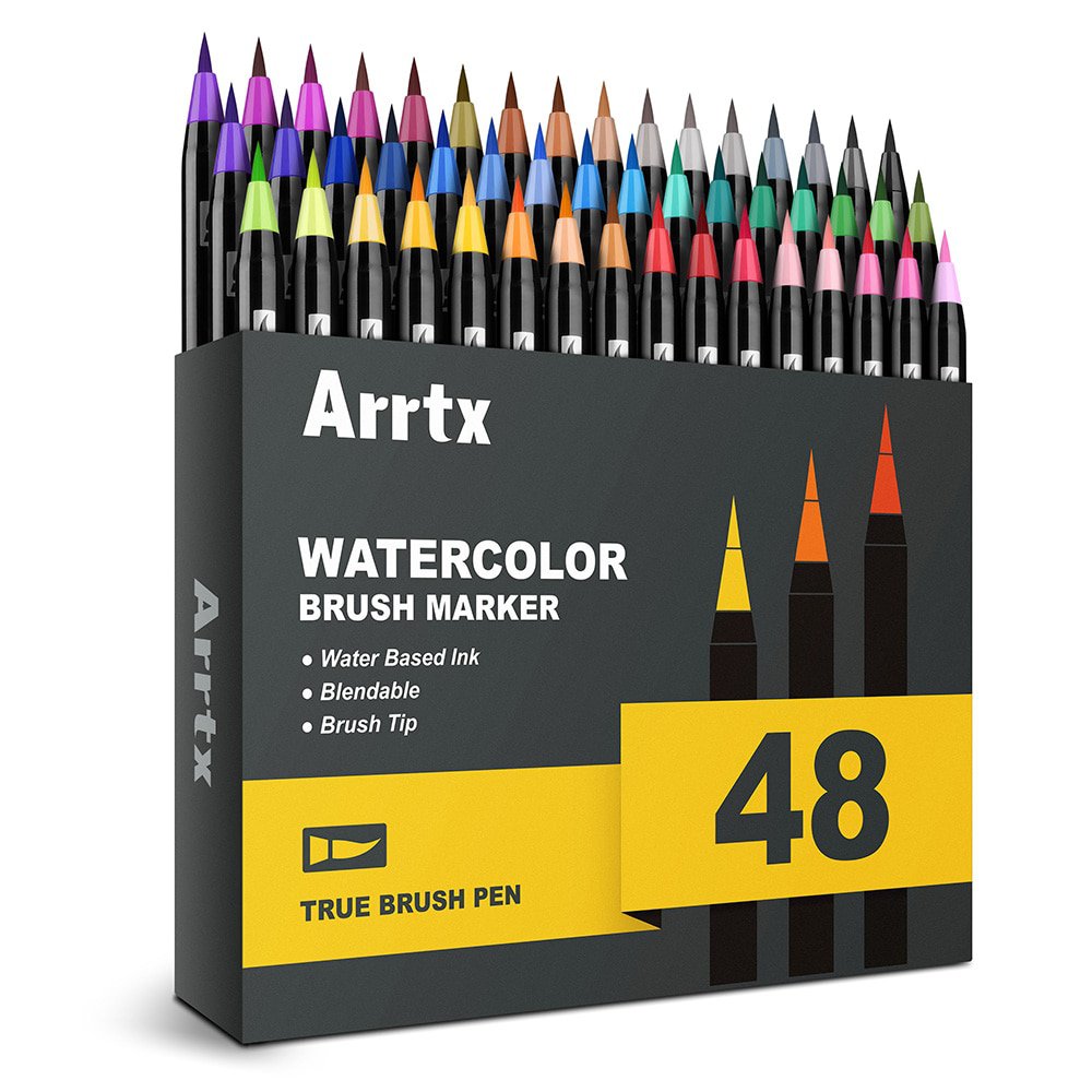 Arrtx 24/48 Colors True Brush Marker Pens Professional Water-Based ...