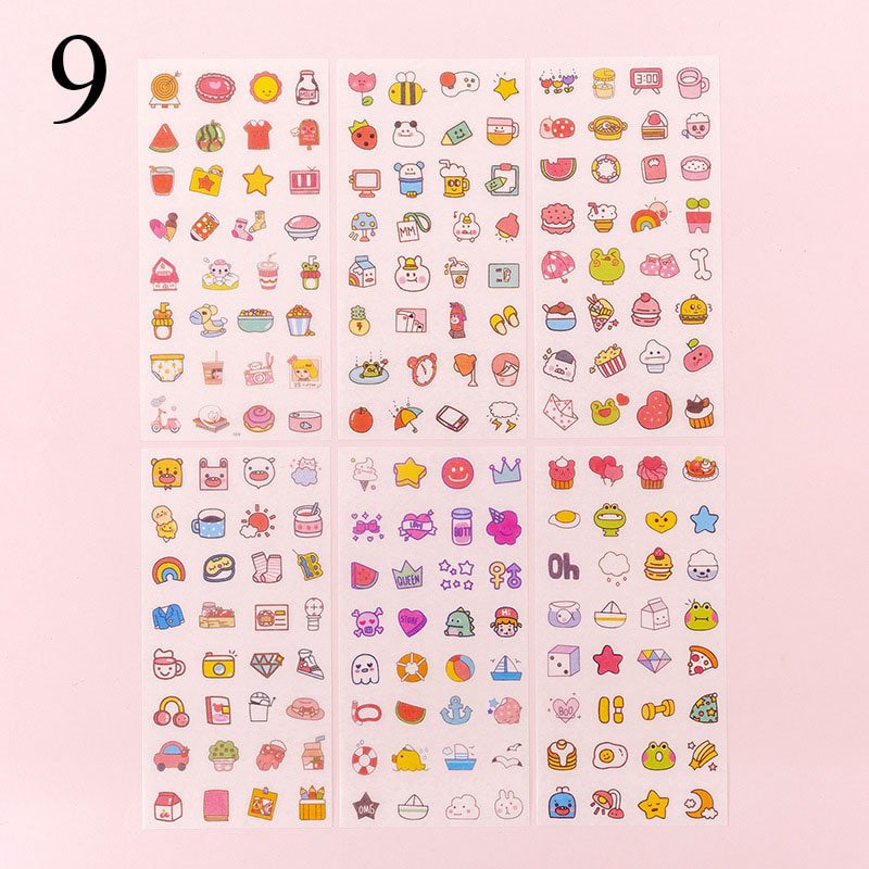 6Sheets Kawaii Stationery Stickers Cute Unicorn Flower Stickers Heart