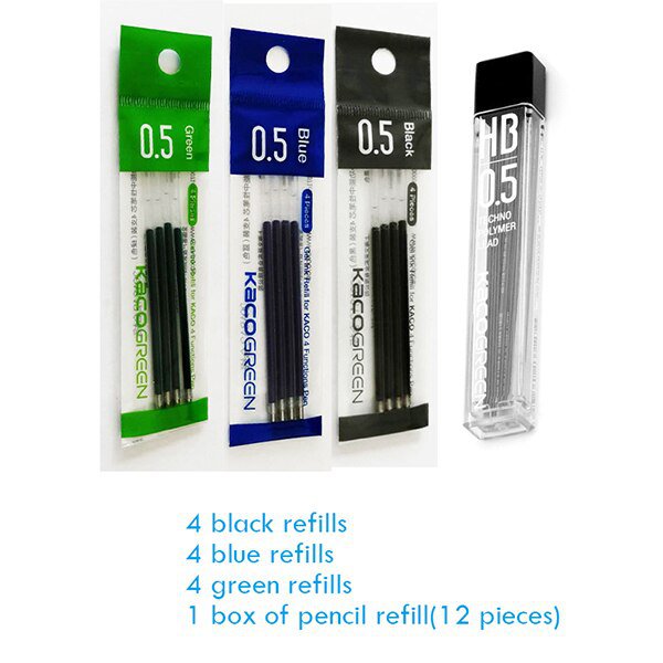 Original KACO 4 In 1 Multifunction Pens 0.5mm Black Blue Red Refill Gel