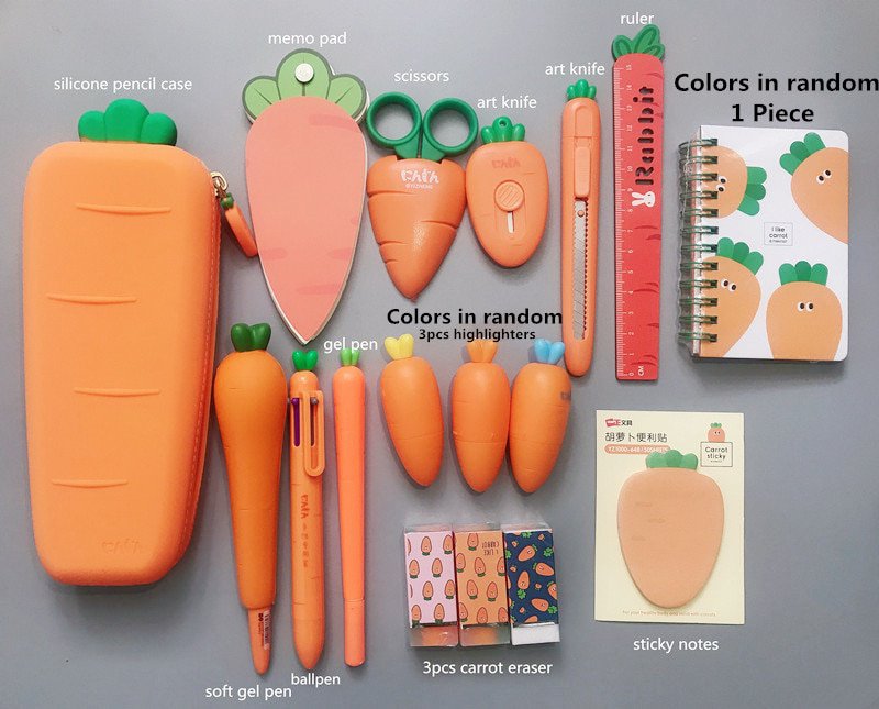 2020 Sharkbang Creative Carrot Series Silicone Soft Pencil Case Penholder Organizer Bag Kawaii Stati