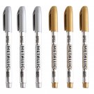 6 Pcs DIY Metal Waterproof Permanent Paint Marker Pens Sharpie Gold and Silver 1.5mm Student Supplie