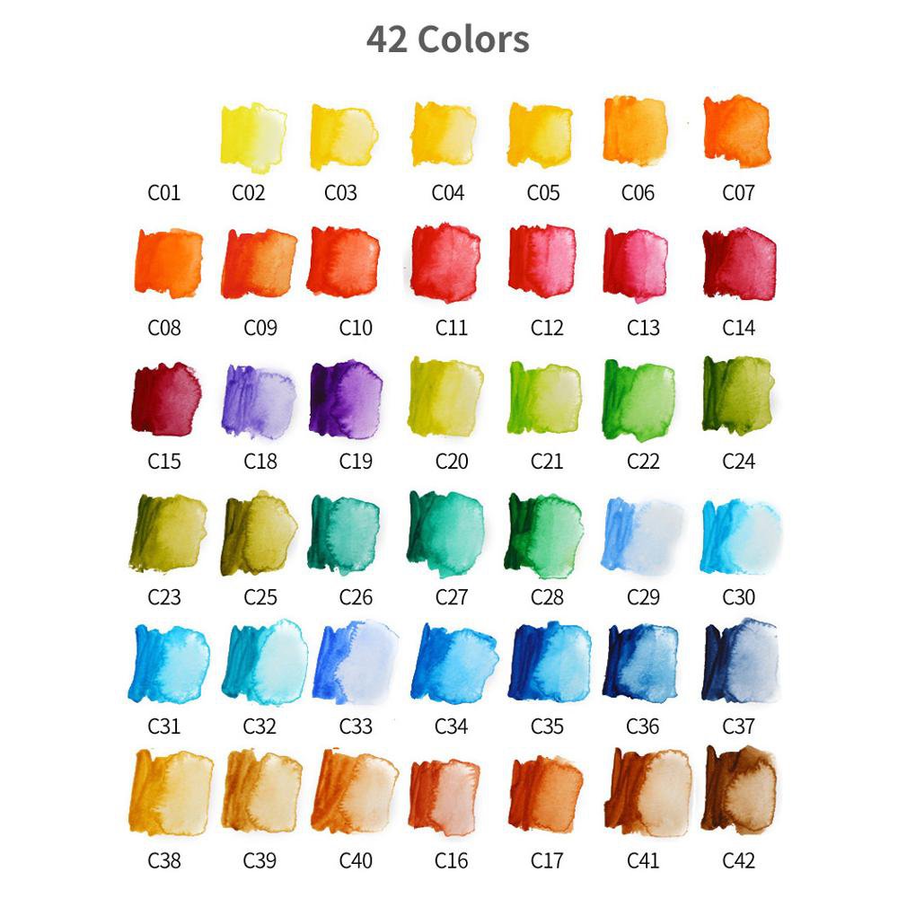 Superior 18/25/33/42Color Solid Watercolor Set Collapsible Water Color Paint Water Brush Creative Wa