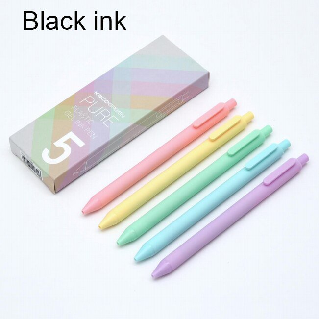 5pcs/box Kaco Retro Dark Colored Gel Pens Retractable 0.5mm Fine Point Dark-red/green/brown/blue Bla