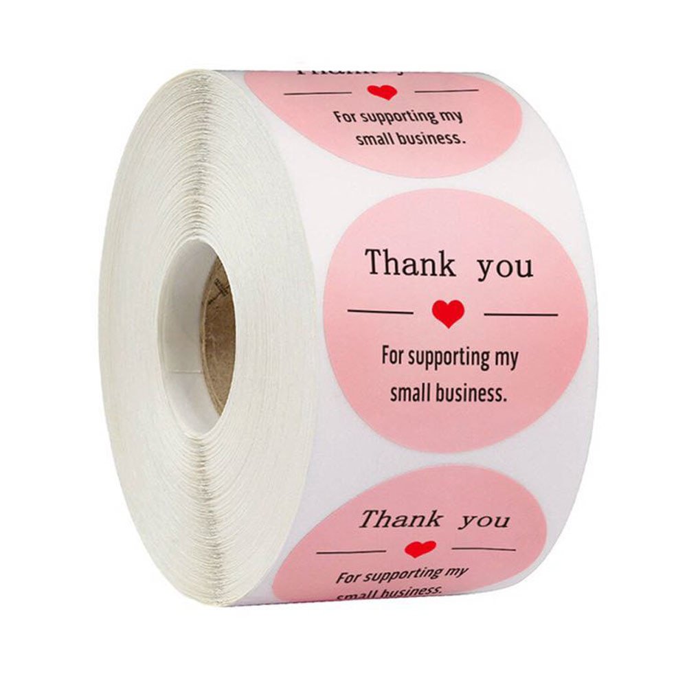 Pink Thank You Stickers for Supporting my business 500pcs 1'' Circle ...