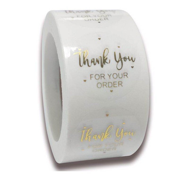 Clear Gold Foil Thank You Stickers For Small Business 500 Labels 1inch Wedding Pretty Gift Cards Env