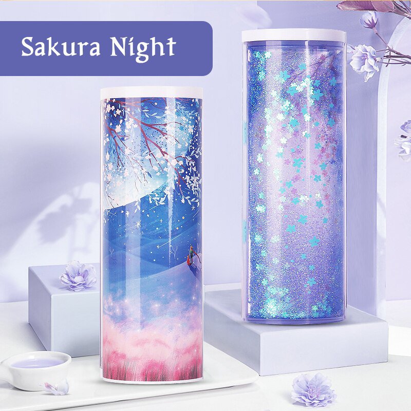 NBX Multifunctional Pencil Box Large Capacity Pencil Cases Quicksand Translucent Creative Cylindric