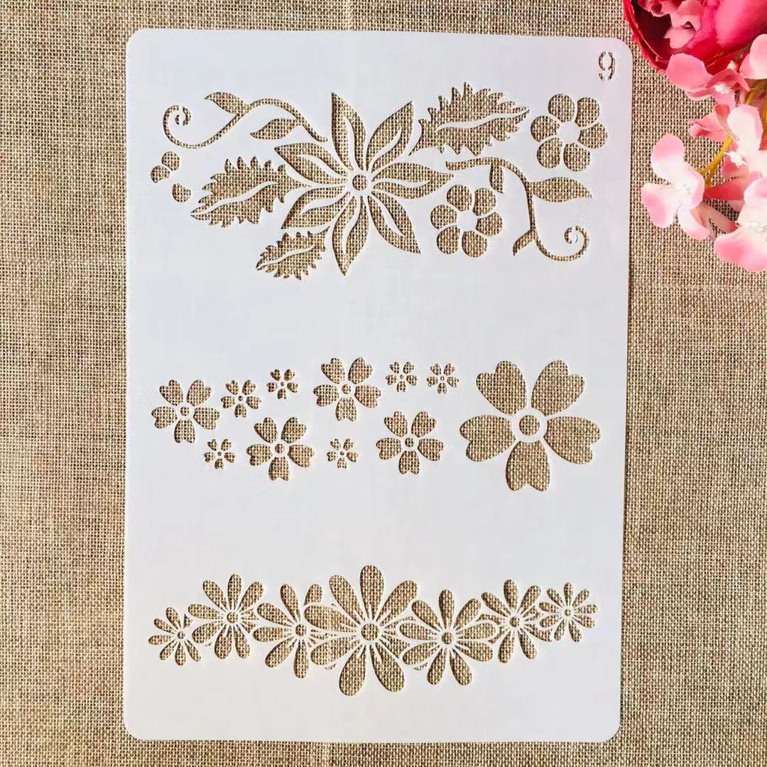 1Pcs A4 29cm Flower Border Edge Line DIY Layering Stencils Painting ...