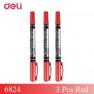 Deli 3pcs colored dual tip fast dry permanent oil marker pens for fabric tires quality waterproof fi