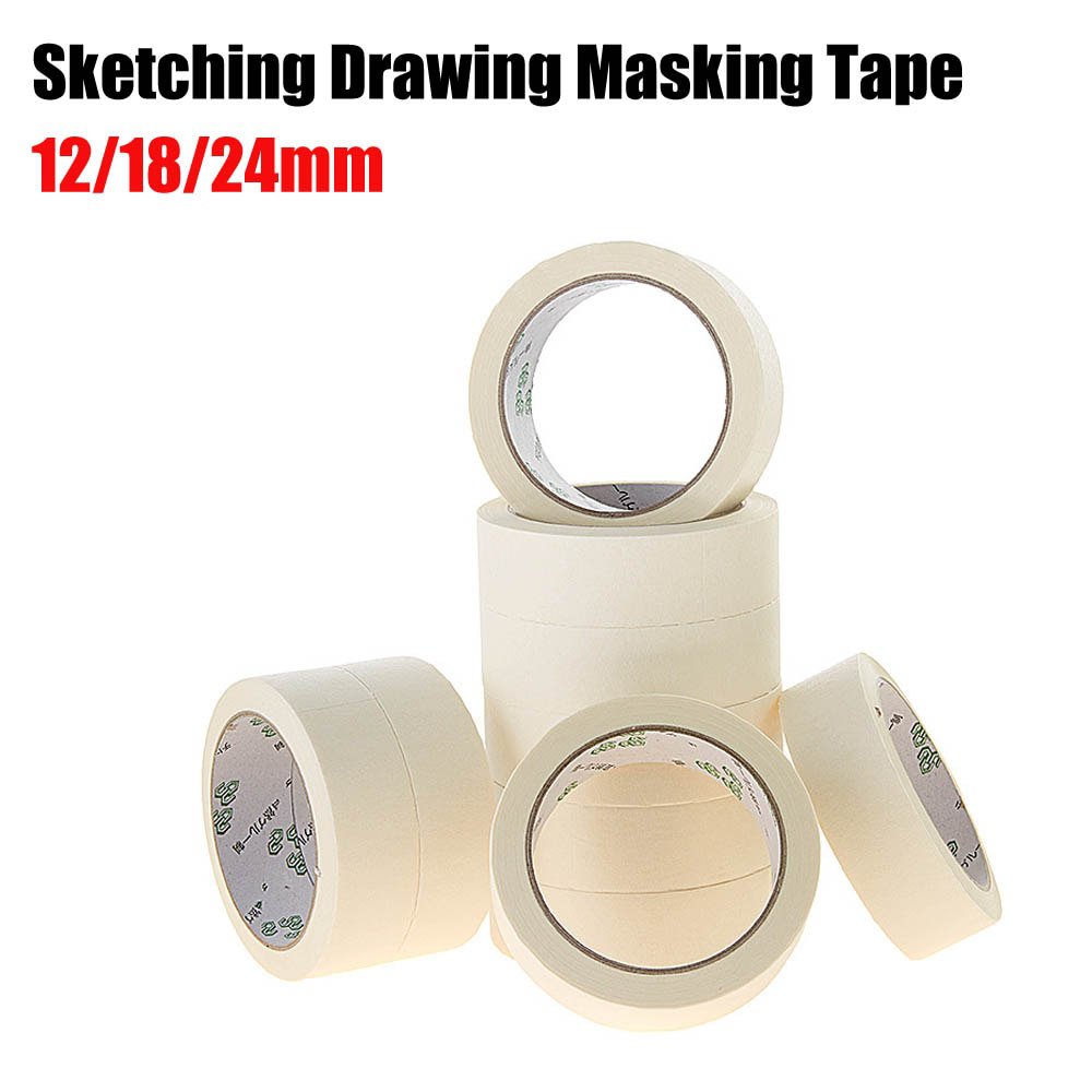 Masking Tape White Color 12/18/24mm Single Side Tape Adhesive Crepe Paper for Oil Painting Sketch Dr