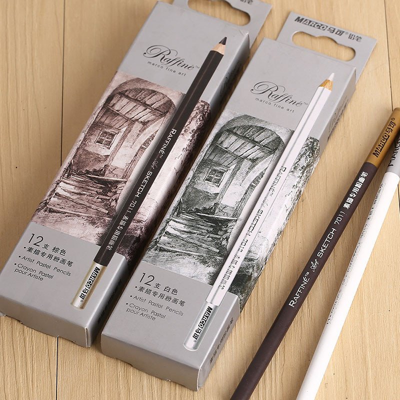 1Piece Art Soft Drawing Pencils Standard Brown White Professional