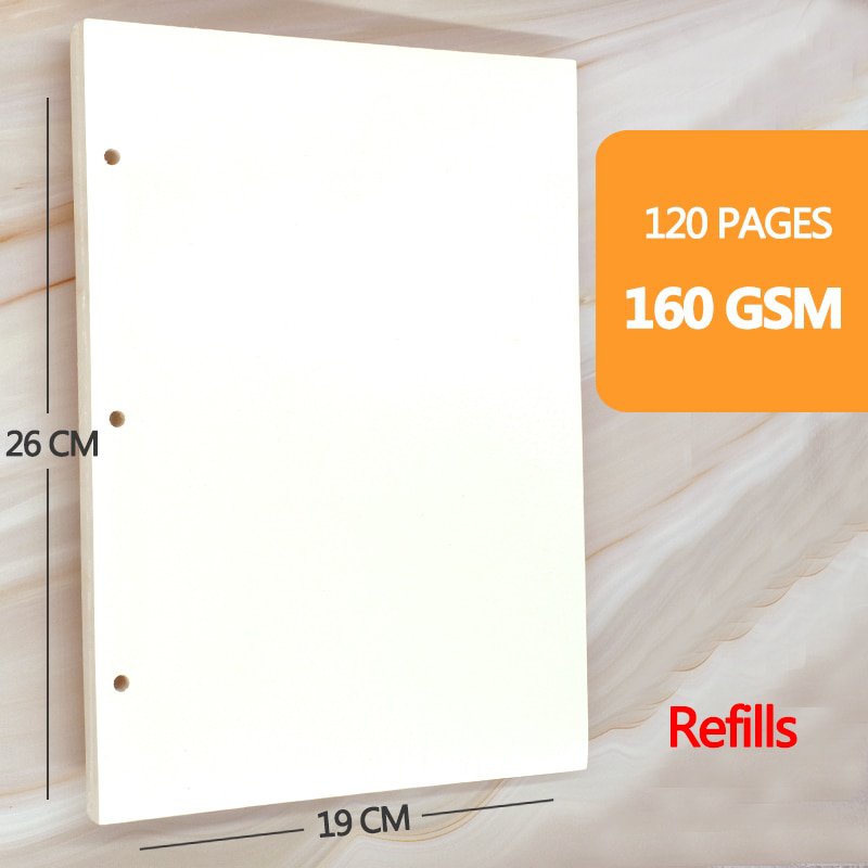 Retro Spiral Sketchbook Linen hardcover, 120 pages 160 GSM, Refillable Suitable for pencils, fountai