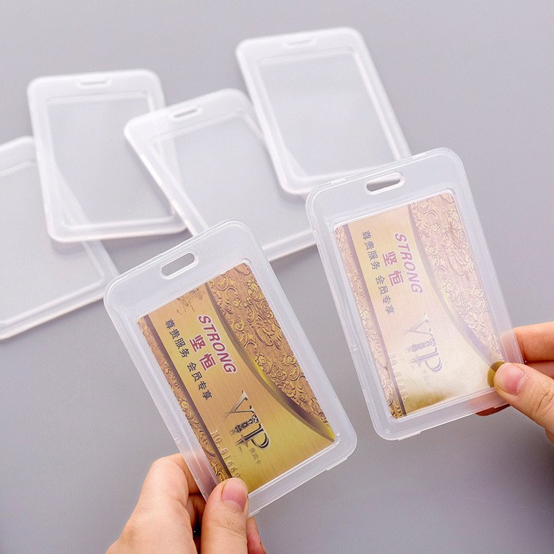 1pc Simple Transparent Plastic Name Card Cover Bank Card Holder