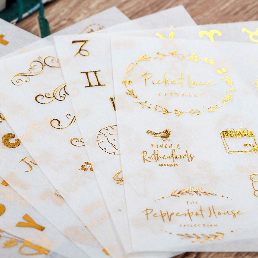 6pcs/pack Gold Stamping Stationery Stickers DIY Album Diary Planner Scrapbook Stickers Sticker Schoo