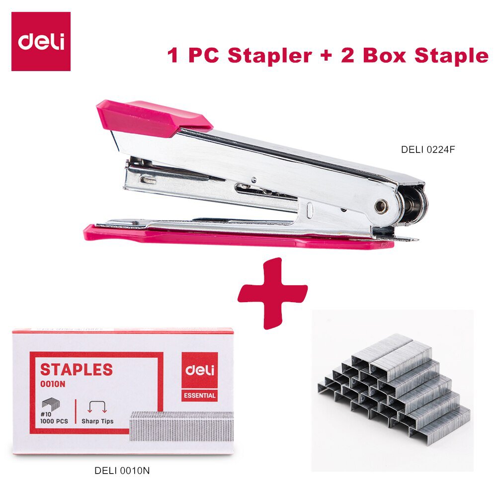 DELI Mini Stapler NO.10 Metal durable fashion color stapler 0224F shool stationery office supply sta