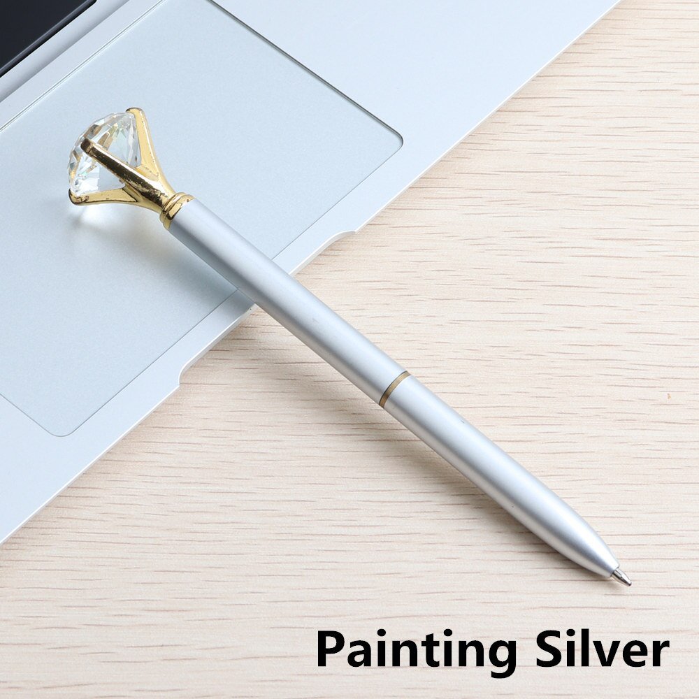 GENKKY Kawaii Ballpoint Pen Big Gem Metal Ball Pen With Large Diamond Blue And Black Magical Pens Fa