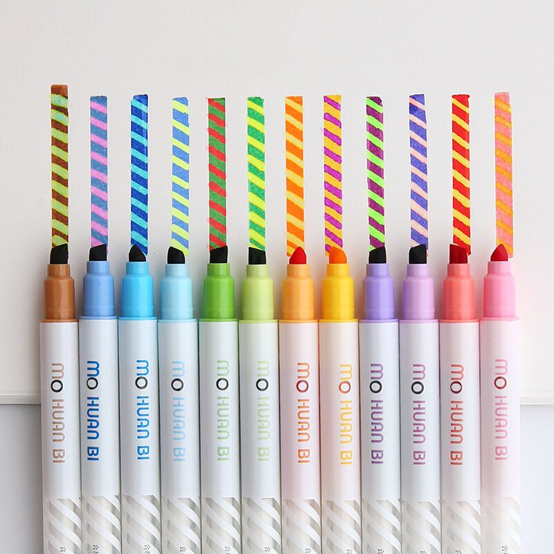 12pcs Magic color drawing pen set Discolored highlighter marker spot