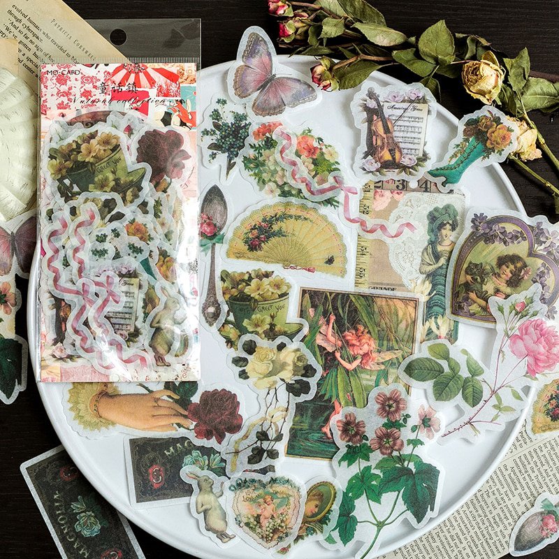 Mr.paper 8 Designs 60Pcs/lot Vintage Retro Forest Plant Style Deco Stickers Scrapbooking Bullet Jour