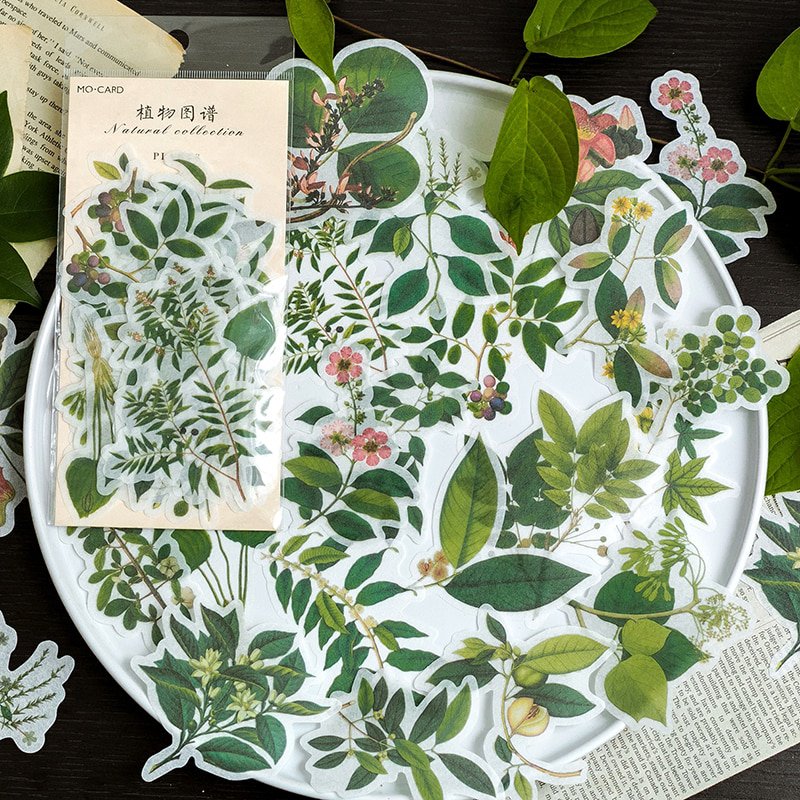 Mr.paper 8 Designs 60Pcs/lot Vintage Retro Forest Plant Style Deco Stickers Scrapbooking Bullet Jour