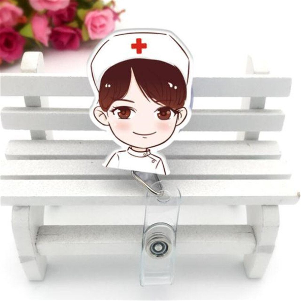 1pc Cute Cartoon Retractable Badge Reel Students Nurse Exhibition Pull Key ID Name Card Badge Holder