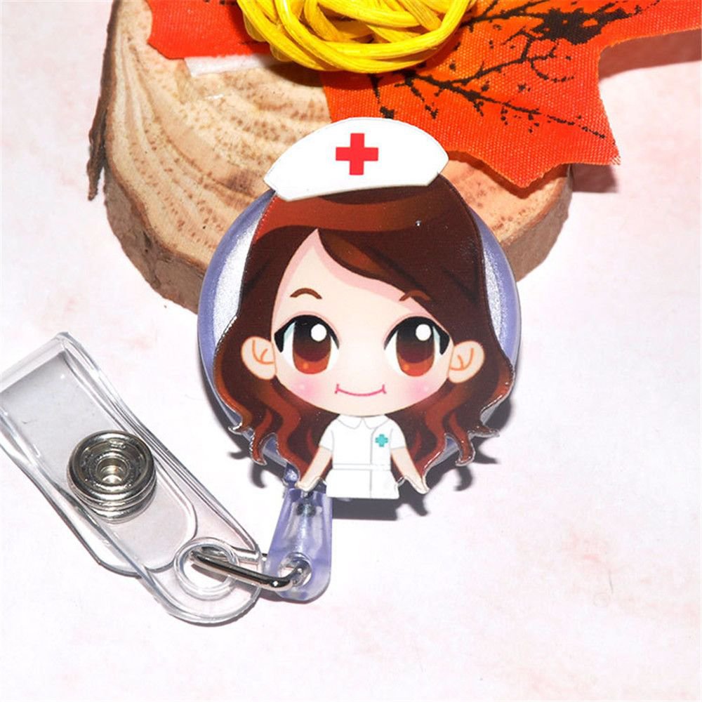 1pc Cute Cartoon Retractable Badge Reel Students Nurse Exhibition Pull Key ID Name Card Badge Holder