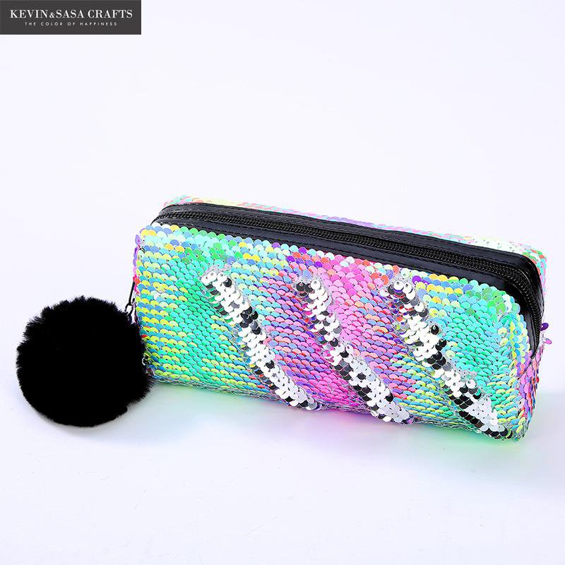 11Color Option Reversible Sequin Pencil Case for Girls School Supplies ...