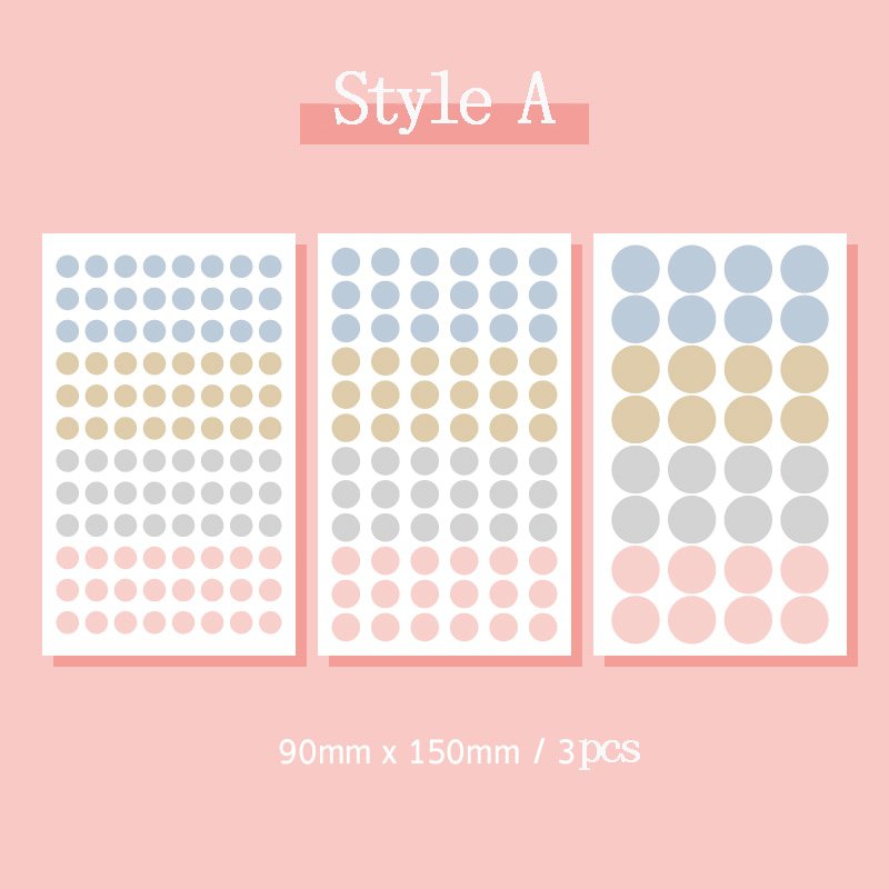 Mr.paper 8 Designs 3Pcs/pack Round Practical Cool Deco Stickers Scrapbooking Bullet Journal Popular