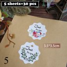 5Sheets=30Pcs Sealing Label Stickers Thank you Adhesive Stickers Handmade Paper Stickers For Gifts G