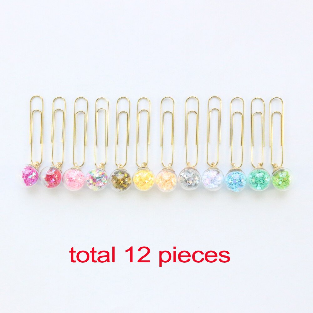 Domikee cute creative sequins metal office school paper clips bookmark fine student memo clips set s