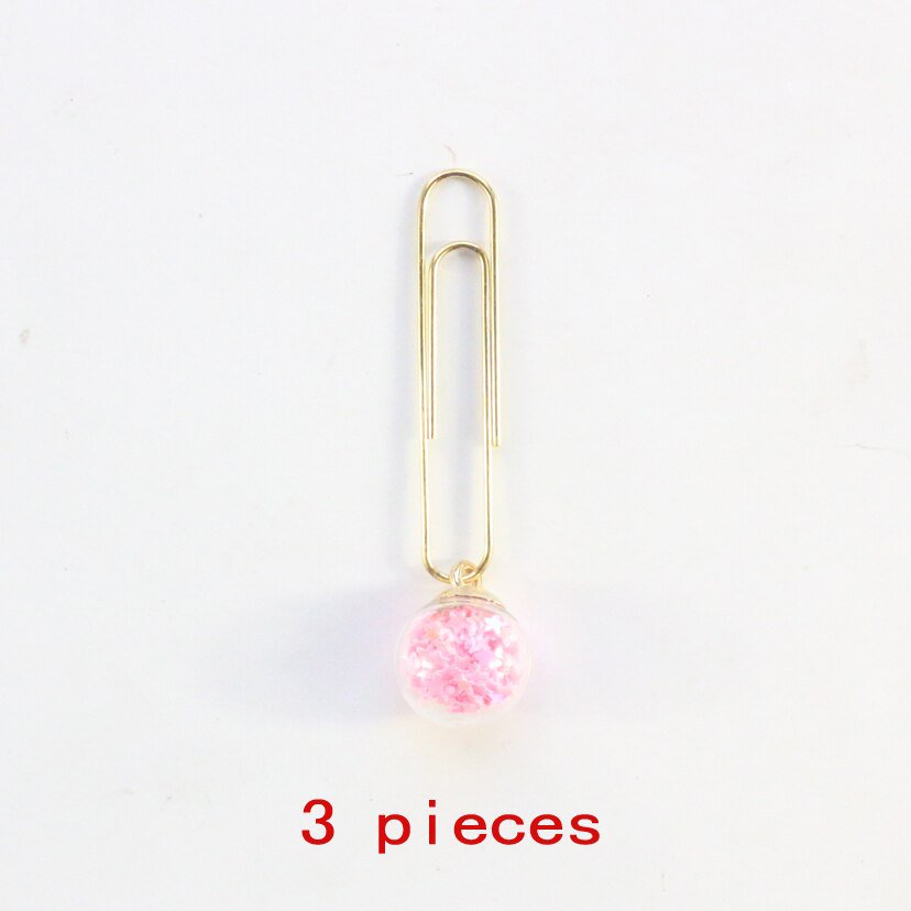 Domikee cute creative sequins metal office school paper clips bookmark fine student memo clips set s