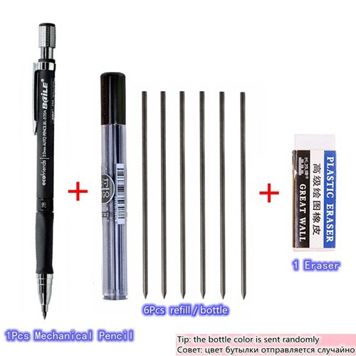 8Pcs/set Cute Mechanical Pencil 2.0mm 2B Drawing Writing Activity Pencil with Refill Rod Eraser Set