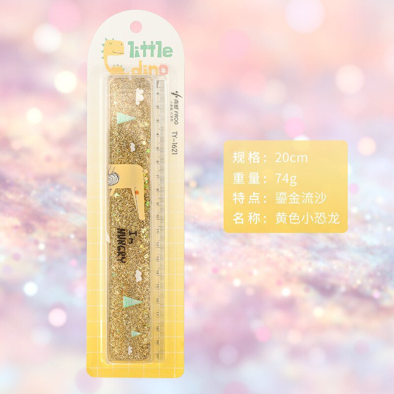1 pc Creative Cute Ruler Sequin Quicksand 20cm Kawaii Student Rulers Stationery School Office Learni