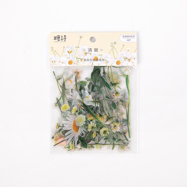 Mr.paper 6 Designs Flowers Series Deco Die Cutting Diary Stickers Scrapbooking Planner Bullet Journa