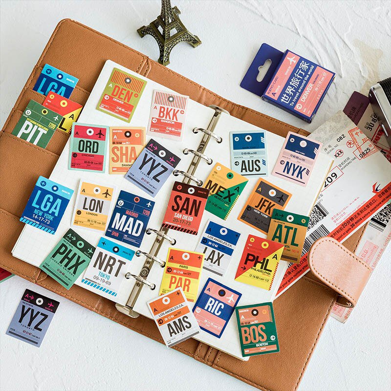 46pcs vintage label decor sticker cute travel stationery