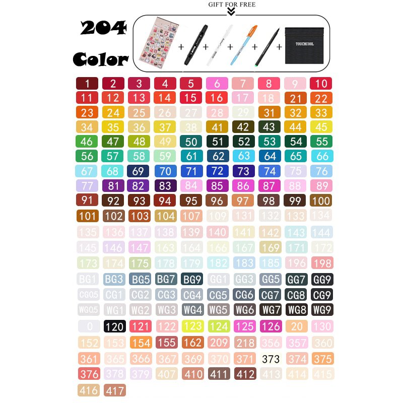 TOUCHCOOL Art Marker 262 Color Alcohol Based Marker Pen Watercolor