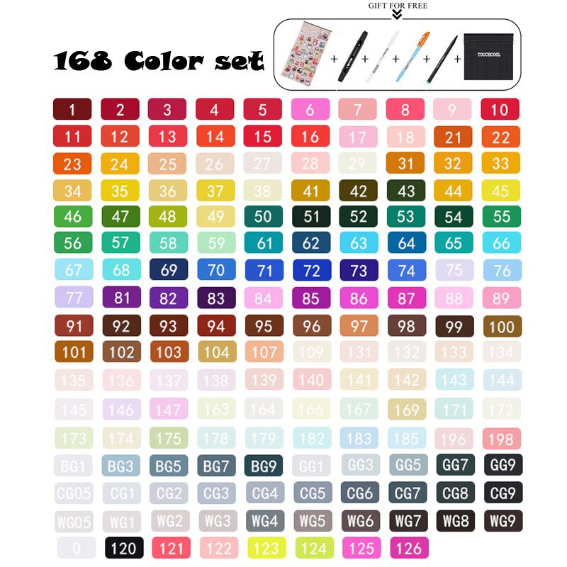 TOUCHCOOL Art Marker 262 Color Alcohol Based Marker Pen Watercolor ...