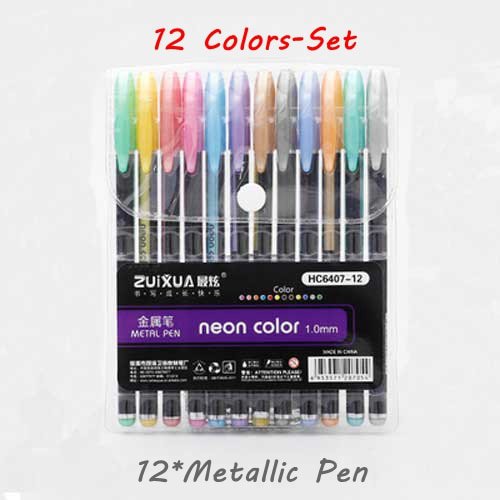 12/24/36/48 Colors/set Highlighter Glitter Gel Pen for Coloring Books Journals Drawing Doodling Pain