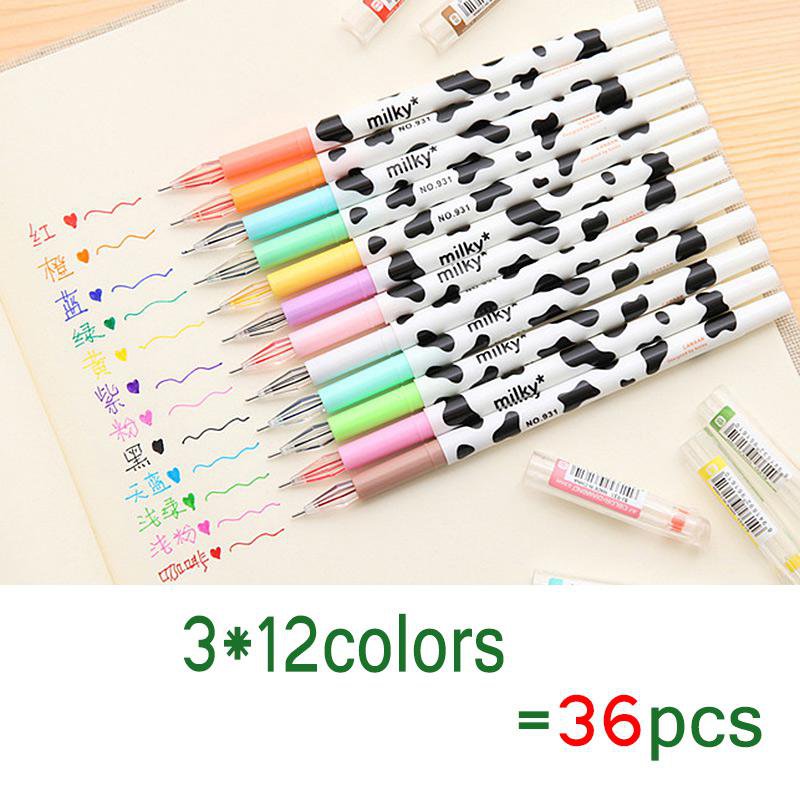 Jonvon Satone Creative Stationery Milky Cow 12 Color Diamond Pen Gel Korean Cartoon Stationery Whole