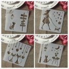 4Pcs 13cm Cat Dog Girl Lover Road Sign DIY Layering Stencils Painting Scrapbook Coloring Embossing A