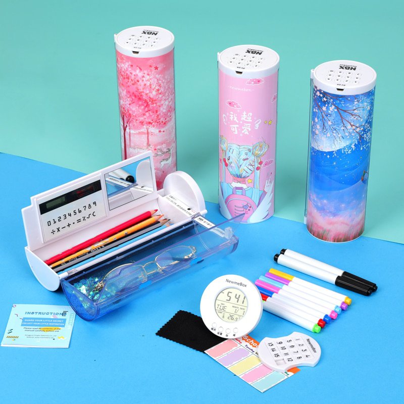 NBX Password Pencil Case Electronic Lock Code Multifunction Quicksand Stationery Box For Children Sc