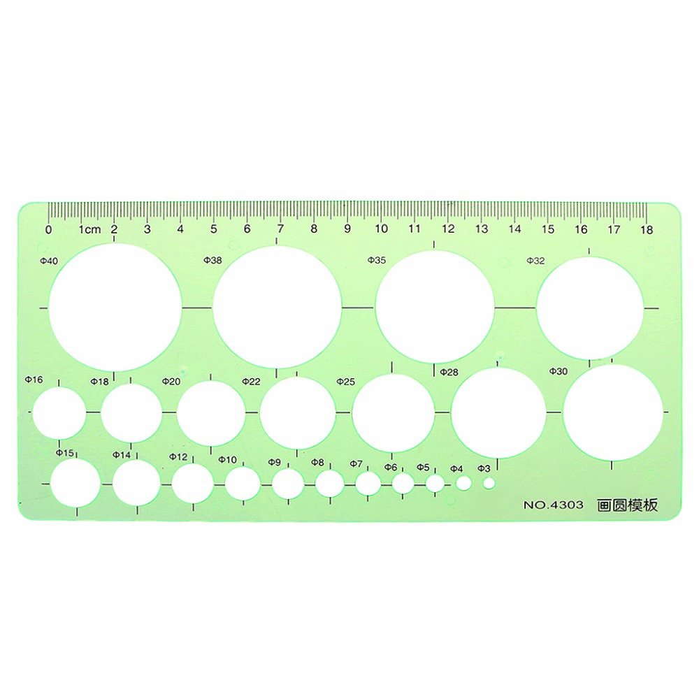 9 different rulers Green Plastic Circles Geometric Template Ruler