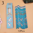 12Pcs Cute Candy HB Pencils Kawaii Unicorn Wooden Student Pencil For Kids Gift School Supplies Penci