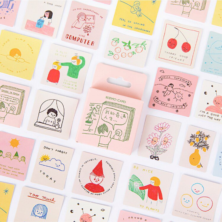 46Pcs/Pack Gardenia Colorful Pattern Colored Sticky Stickers Decoracion Boxed Scrapbook Office Stati