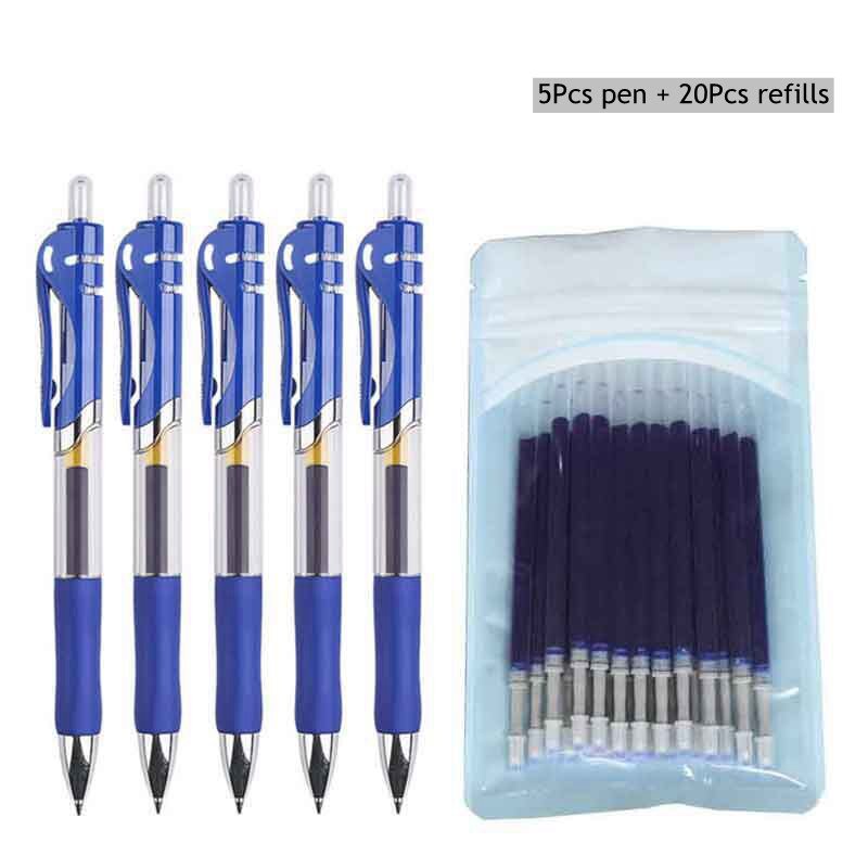 Retractable Gel pen Set 0.5mm Black/Red/Blue Large Capacity Ball Point Pen handle Replaceable Refill