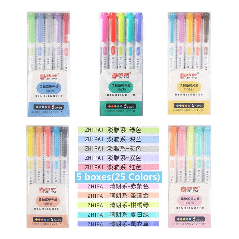 25 Colors/box Mildliner Highlighter Pen Fluorescent Markers Double ...