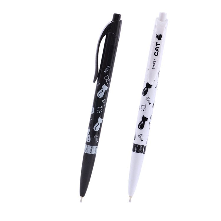 2PCS New Arrival 0.5mm School Office Pen Plastic Lovers Gift Ball Pen Cartoon Cat Ballpoint Pens Stu