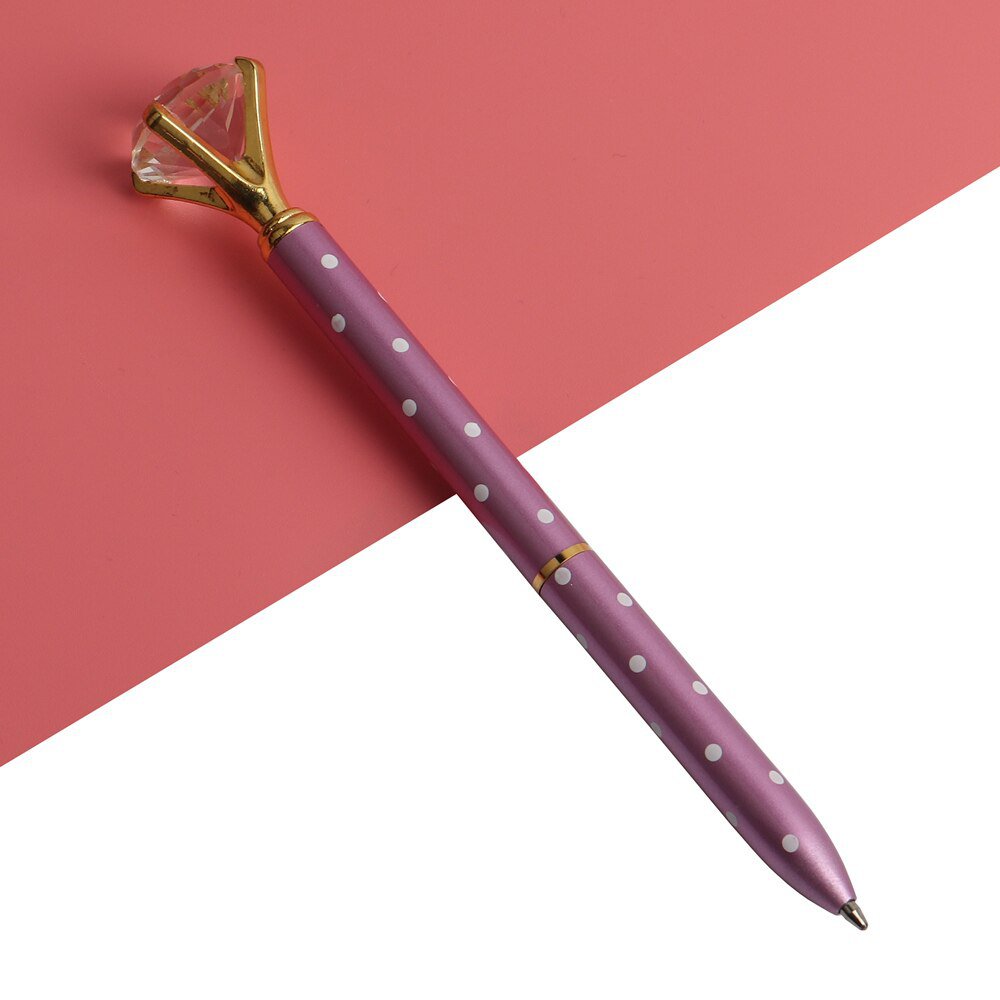 3PCS Office Ballpoint Pen Big Diamond Metal Ball Pen With Large Diamond
