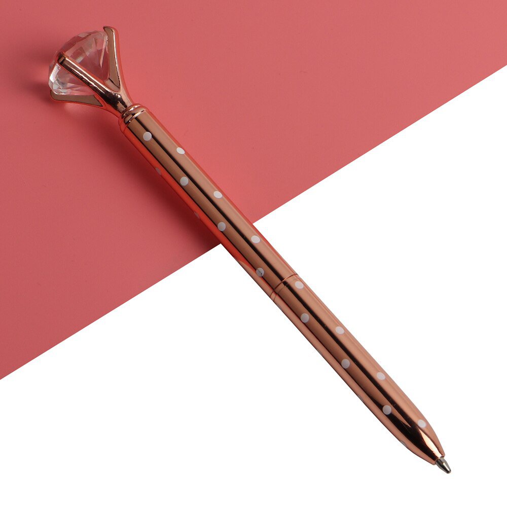 3PCS Office Ballpoint Pen Big Diamond Metal Ball Pen With Large Diamond Stationery Magical Pen Fashi